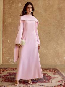 ZEYLAH Pearl Shawl Waist Mermaid Dress, Spring/Summer - Pink - View 5