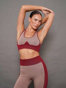 Activina Women's Casual Yoga, Running, Fitness Sports Bra - Khaki - View 3