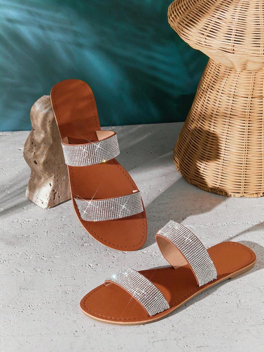 SHUZIA 女士迷人露趾双水晶带凉鞋 - 銀色 - 查看 1