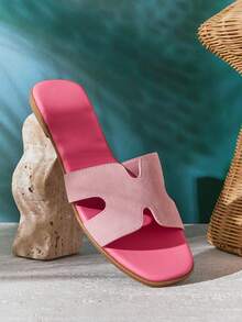 SHUZIA 经久不衰的畅销款女士奢华灵感镂空露趾经典亮粉色鞋底粉色拖鞋 - 彩色 - 查看 6