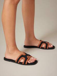 SHUZIA Women's Cross H Band Casual Slip On Flip Flop Sandals - Black - View 5