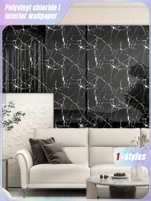 10pcs 0.9㎡ Black Faux Ceramic Tile & Marble Contact Paper Waterproof Self-Adhesive Wall Stickers For Wall Renovation, Decor, Moisture-Proof, Aluminum-Plastic Board Valentine's Day, Valentines Wedding, Birthday - Multicolor - View 6