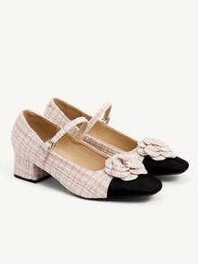 CUCCOO CHICEST Damen 3D Blumen Dekor Schnallen Design Alltagstaugliche Mode High Heels - Pink - Übersicht 4
