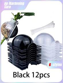 6pcs/12pcs/18pcsReusable Plant Rooting Device, Air Layering Pods, Plant Rooting Grow Box, High Pressure Propagation Ball Grafting Device Botany Root Controller Garden Plant Rooter Box, (Black/White), 2inch - Multicolor - View 9