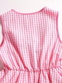 GlowEve Women's Tie-Front Fashion Camisole Pink Plaid Cinched Waist Peplum Hem Tube,Vacation Outfits Women Pastel Summer Top - Pink - View 6