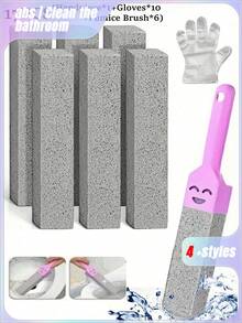 17-Piece Pumice Toilet Brush Set (With Handle) - Bathroom Cleaning Stone For Removing Limescale, Rust Stains, And Dirt From Toilets, Tiles, Sinks, And Bathtubs. Bathroom Cleaning Tool With Ergonomic Handle And Pumice Stone. Bathroom And Toilet Cleaning Brush. - Multicolor - View 3