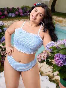 Swim Mod Damen Große Größen 2-teiliges Bikini-Set mit Blume Muster und Trägern - Verschiedenfarbig - Übersicht 7
