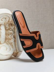 SHUZIA Women's Cross H Band Casual Slip On Flip Flop Sandals - Black - View 3