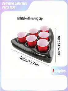 SHEIN 1pc Inflatable Beer Ring Toss Game - Fun Outdoor & Family Party Game, Perfect For Bar Drinking Games & Birthday Celebrations (Hat Only) - Multicolor - View 2