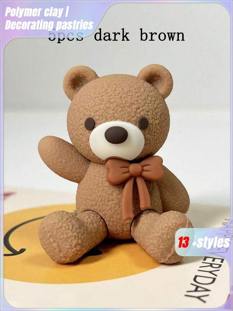 SHEIN 1 件/5 件 3D 翻糖立体棕色蝴蝶结熊娃娃蛋糕装饰适用于生日派对婚礼蛋糕装饰 - 彩色 - 查看 13