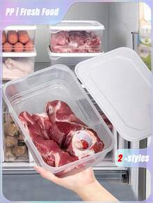 4 piezas de recipientes de almacenamiento de alimentos para refrigerador con tapas, cajas selladas herméticamente y apilables para preservar carne, frutas y verduras en la cocina - Multicolor - Ver 5