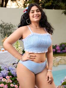 Swim Mod Damen Große Größen 2-teiliges Bikini-Set mit Blume Muster und Trägern - Verschiedenfarbig - Übersicht 5