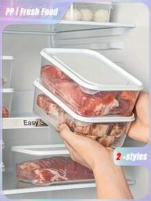 4 piezas de recipientes de almacenamiento de alimentos para refrigerador con tapas, cajas selladas herméticamente y apilables para preservar carne, frutas y verduras en la cocina - Multicolor - Ver 4