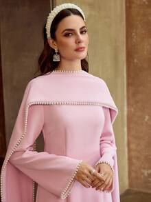 ZEYLAH Pearl Shawl Waist Mermaid Dress, Spring/Summer - Pink - View 1