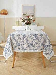 Vintage Blue Floral Picnic Blanket - Retro Ins Style Waterproof Outdoor Mat For Camping, Beach & Park Adventures - Picnic cloth (without moisture mat) - View 12