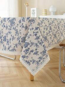 Vintage Blue Floral Picnic Blanket - Retro Ins Style Waterproof Outdoor Mat For Camping, Beach & Park Adventures - Picnic cloth (without moisture mat) - View 8