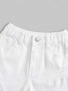 SHEIN Baby Boys' Lightweight Washed Soft Denim Jeans, Spring/Summer - White - View 6