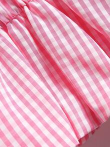 GlowEve Women's Tie-Front Fashion Camisole Pink Plaid Cinched Waist Peplum Hem Tube,Vacation Outfits Women Pastel Summer Top - Pink - View 5