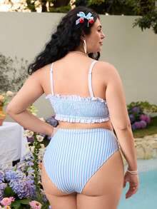 Swim Mod Damen Große Größen 2-teiliges Bikini-Set mit Blume Muster und Trägern - Verschiedenfarbig - Übersicht 2