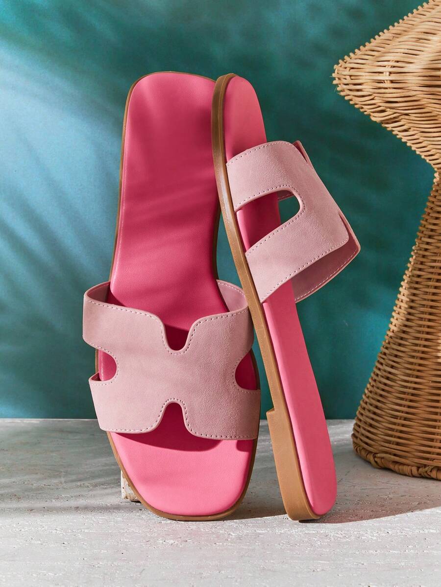 SHUZIA 经久不衰的畅销款女士奢华灵感镂空露趾经典亮粉色鞋底粉色拖鞋 - 彩色 - 查看 1