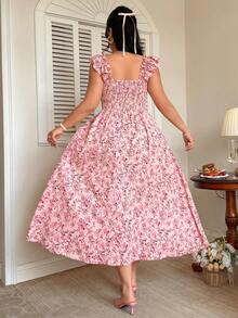 Celure 大码女士浪漫碎花吊带A字宽松休闲度假连衣裙 - 彩色 - 查看 2