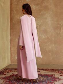 ZEYLAH Pearl Shawl Waist Mermaid Dress, Spring/Summer - Pink - View 4