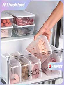 4 piezas de recipientes de almacenamiento de alimentos para refrigerador con tapas, cajas selladas herméticamente y apilables para preservar carne, frutas y verduras en la cocina - Multicolor - Ver 3