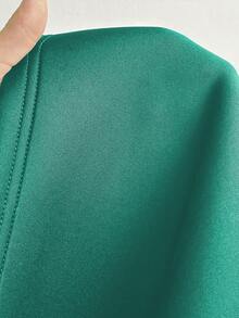 Viva Relle Plus Size Women Heart Shaped Strap Solid Color Elegant Dress - Teal Blue - View 7