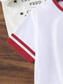 Tween Girls Spring And Summer Casual Fashion Creative Personalized Fresh Elegant Minimalist Heart Cherry Bow Contrast Color Graphic Print Comfortable T-Shirt, Cozy Spring And Summer Styles Suitable For Girls, Atmosphere Feeling Tops For Daily Casual Versatile Matching, Suitable For Girls Home And Outdoor Wear All Seasons Short Sleeve T Shirt Aesthetic Teen Girl Shirts Cute T Shirt Preppy T-Shirt Cherry T Shirt - Multicolor - View 5