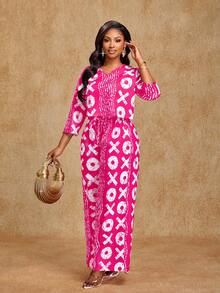 Brilight Spring/Summer Casual Vacation Loose Printed Top And Loose Trousers Two Pieces Set - Simple And Relaxed Summer Two Pieces Set - Hot Pink - View 7