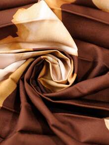 GlowEve 优雅棕色多色中长连衣裙，褶裥设计，超长袖，棕色连衣裙，奢华连衣裙，大地色系连衣裙，迷彩连衣裙 - 彩色 - 查看 7