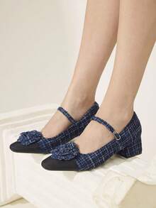 CUCCOO CHICEST 女士优雅通勤高跟鞋，饰有3D立体花卉图案 - 藍色 - 查看 5