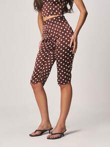 MISSGUIDED Quần lửng cạp cao chấm bi kiểu retro, dài đến đầu gối, có chun co giãn, phong cách vintage mùa hè. - Nhiều màu - Xem 4
