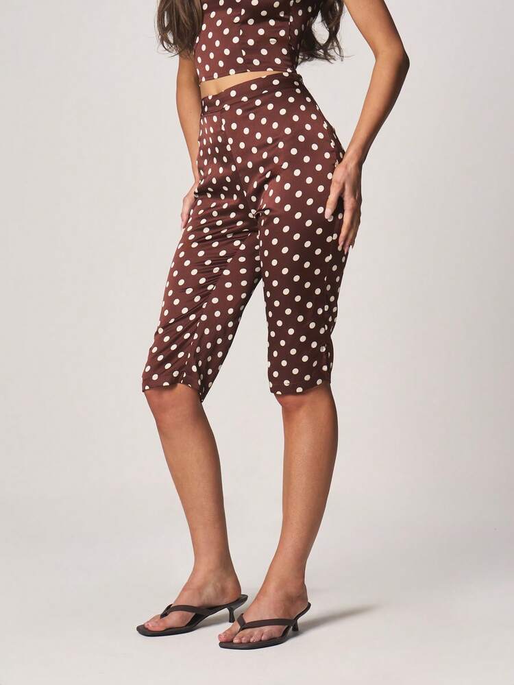 MISSGUIDED Polka Dot High Waisted Capri Pants
