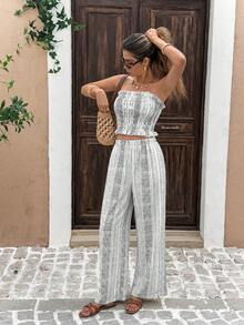 Serisse 女士夏季度假抹胸上衣和裤子两件套 - 黑色 - 查看 6