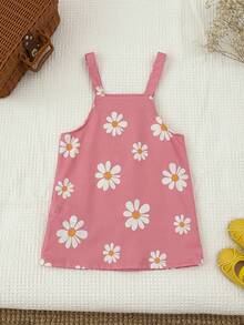 SHEIN 2 chiếc áo liền thân tay ngắn xếp bèo dễ thương in hoa cho bé gái/bé sơ sinh - Hồng - Xem 4