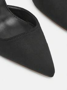 Glitzique 秋冬女士红色麂皮鹿毛缎带搭扣装饰细高跟鞋，2024新款，优雅，派对鞋 - 黑色 - 查看 11