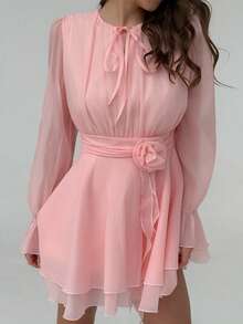 RiviMae Women's Layered Hem Cute Puff Skirt, Suitable For Dates, Parties, Romantic Occasions - Pink - View 6