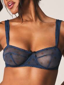 MISSGUIDED Mesh Polka Dot Lingerie Set With Underwire Bra And Matching Thong Intimate Collection For Special Occasions - Multicolor - View 4