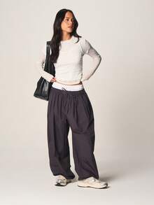 MISSGUIDED Triple Layered Lace Long Sleeve Crew Neck Top With Semi Sheer Texture For Fall Winter Casual Elegant Occasions - White - View 3