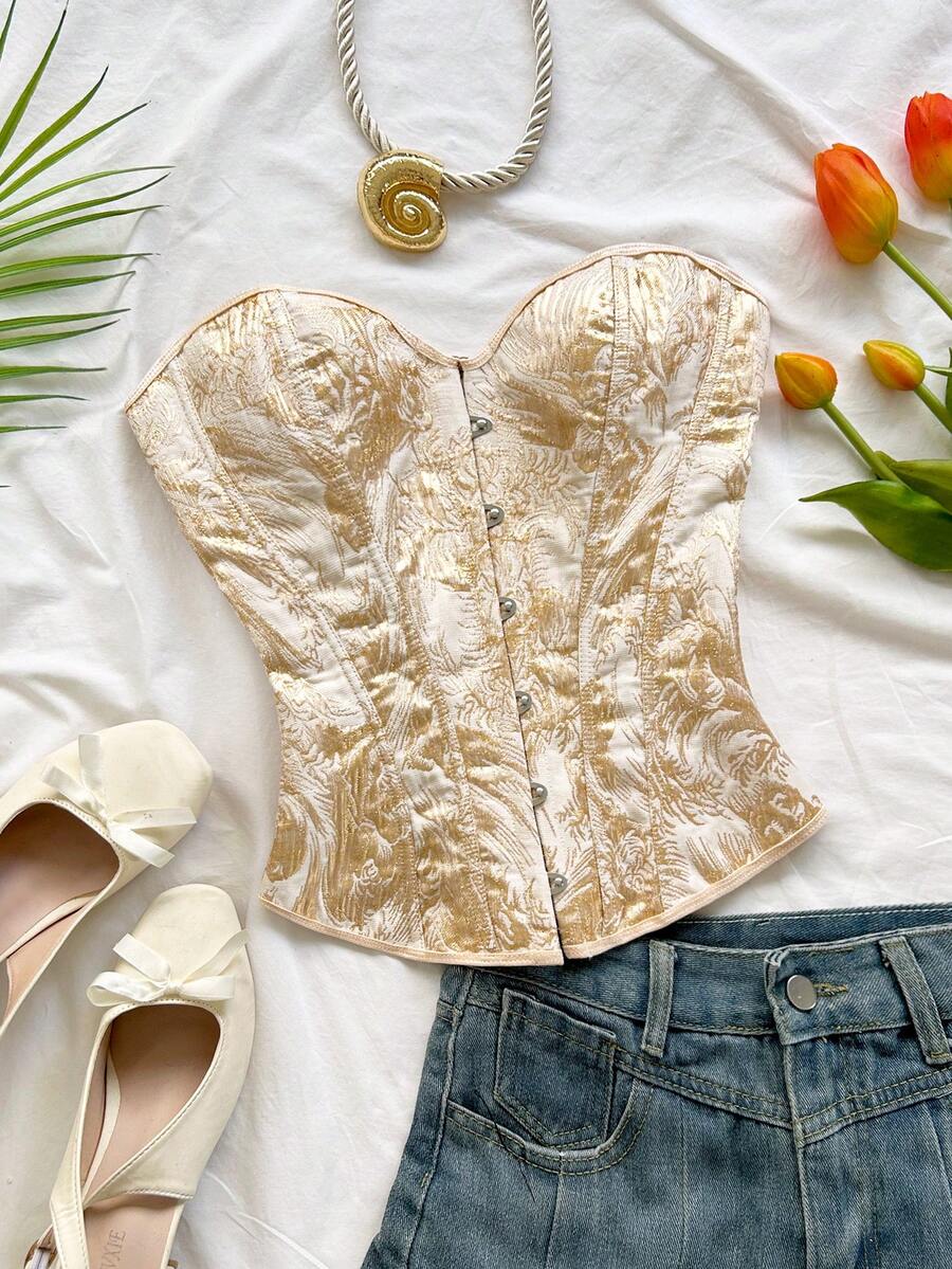 Soleia Top bandeau de estilo francés de moda para mujer, corpiño ajustado - Multicolor - Ver 1