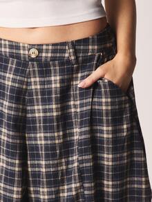 MISSGUIDED Wide Leg Plaid Balloon Pants High Rise Loose Fit Casual Trousers With Side Pockets Fall Winter - Multicolor - View 5