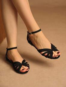 Rosivie 女士平底凉鞋 - 黑絨色 - 查看 2