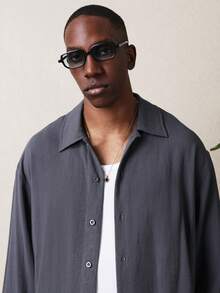 SUMWON Classic Button Front Linen Shirt And Drawstring Pants Matching Two Piece Set Relaxed Fit Casual Summer Outfit Breathable Natural Fabric Leisure Wear - Grey - View 6