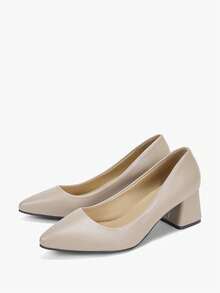 Alvarani New High Heel Pumps For Women, Spring Autumn Korean Style Pointed Toe Thick Heel Fashion Shoes - Khaki - View 3