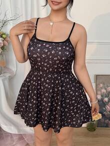 CovetEZ Bộ áo liền quần dáng rộng họa tiết hoa nhí cỡ lớn - Nhiều màu - Xem 7