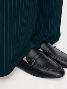 Mnmlis 女士休闲搭扣平底鞋，日常百搭 - 黑色 - 查看 1