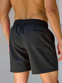 Manfinity KASUA Short de plage décontracté pour hommes grande taille avec imprimé léopard, patchwork, taille à cordon de serrage et poches, vacances - Multicolore - Voir 2