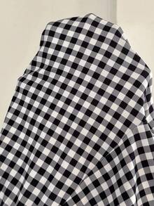 SHEIN Maternity Casual Plaid Adjustable Waist 7/8 Leggings - Black and White - View 8