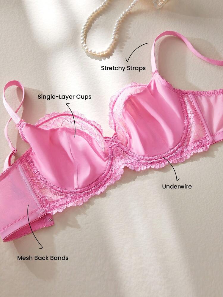 Full Coverage Unlined Sheer Lace Bra